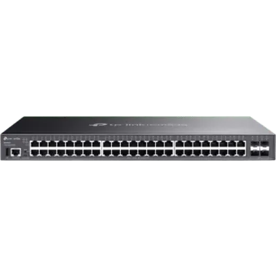 Switch Administrable de Campus / 48 Puertos Gigabit RJ45 / 4× SFP+ 10G / Apilamiento Físico hasta 4 Unidades / Enrutamiento L3 OSPF-RIP-VRRP / ERPS / Omada SDN / Chasis Metálico 1U Rack 19 in