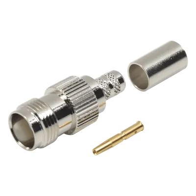 Conector RF Coaxial / TNC Hembra / Anillo Plegable / Cables RG-8/X, LMR-240 / Níquel-Oro-Delrin