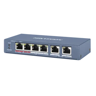 Switch PoE+ Hikvision DS-3E0106HP-E con puerto Hi-PoE de 60 W