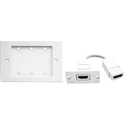 Placa de Pared HDMI / 1 Gang / Marco Metálico / Versión USA / Inserción Simple / Montaje al Ras / Accesorios Incluidos