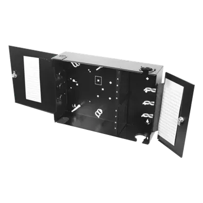 Caja de Conexión de Fibra Óptica / Montaje en Pared / 192 Puertos LC o SC / 8 Placas Acopladoras / 1.95 x 1.16 x 0.54 ft / Negro