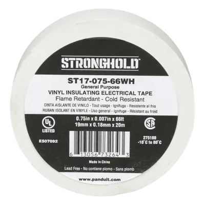 Cinta aislante de PVC PANDUIT ST17-075-66WH, blanca de 66 ft