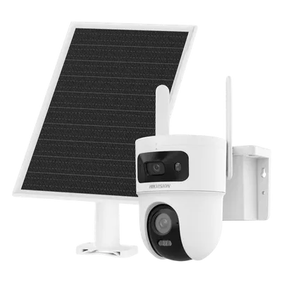 Cámara solar Hikvision DS-2CFSP8-D/4G/LA con doble lente y 4G LTE