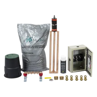 Kit de Puesta a Tierra / Electrodo Magnetoactivo 50 x 11.5 cm / Capacidad 45 A / Resistencia < 2 Ω / NEMA 4 / Sin Mantenimiento 20 Años