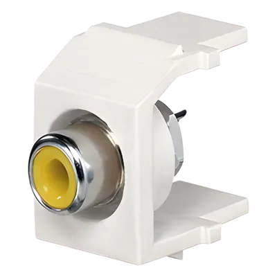Conector Keystone RCA / Para Soldar / RG-6 y RG-59 / 1 Espacio / Inserto Amarillo / Marfil