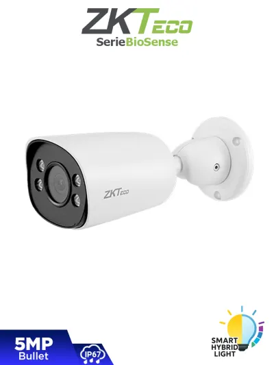 Cámara IP bullet ZKTeco BS-855P32C-S8-MI-S-HL de 5 MP con luz híbrida