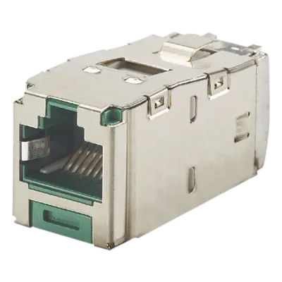 Jack RJ45 Blindado / Cat 6A / Estilo TG Sin Impacto / PoE 100W / Verde