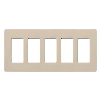 Placa de Pared / 5 Espacios / Diseño Screwless / Apertura Tipo Diseñador / Acabado Satinado Taupe