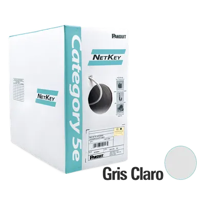 Bobina de Cable UTP / Cat 5e / 24 AWG / CMR Riser / 305 m (1000 ft) / 4 Pares / Cobre Sólido / Gris Claro