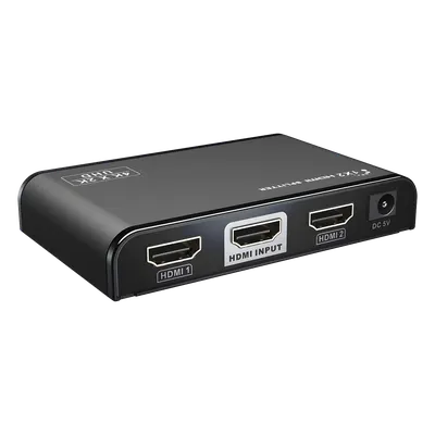 Divisor (Splitter) HDMI 4K de 1 entrada a 2 salidas / Soporta 4K×2K / HDMI 2.0 /  HDCP 2.2 / HDMI 3D / Longitud del cable de Entrada ≤30m, Salida ≤25m / Divide 1 Entrada de video HDMI  a 2 Salidas de Video HDMI (Simultaneas).