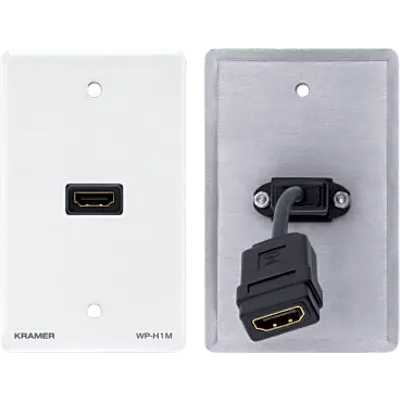 Placa de Pared HDMI Pasiva / Conexión Frontal y Trasera / Cable Plano Flexible / Formato US / Blanco