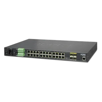 Switch Industrial Administrable / 24 Puertos Gigabit RJ45 / 4 Puertos SFP Compartidos / 48 Gbps / 157.48 ft