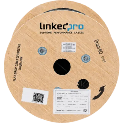 Cable Fibra Óptica Aérea Drop / Monomodo G.657A2 / 2 Hilos / 2 km / Mini Figura 8 / Acero 1.0 mm / LSZH