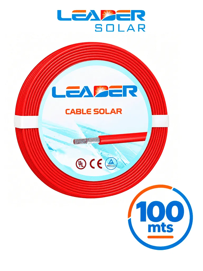 Cable fotovoltaico LEADER SOLAR 8 AWG rojo en carrete de 100 m