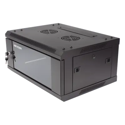 Gabinete de Montaje en Pared / 4 Unidades de Rack / 19" / Cristal Templado / Carga 40 kg / Acero / 600 x 450 x 281 mm