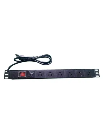 SAXXON PDU06-15A - Barra PDU con 6 Contactos Individuales , 15 Amp , 120V , 1UR , Protección contra rayos , Aleación de Aluminio