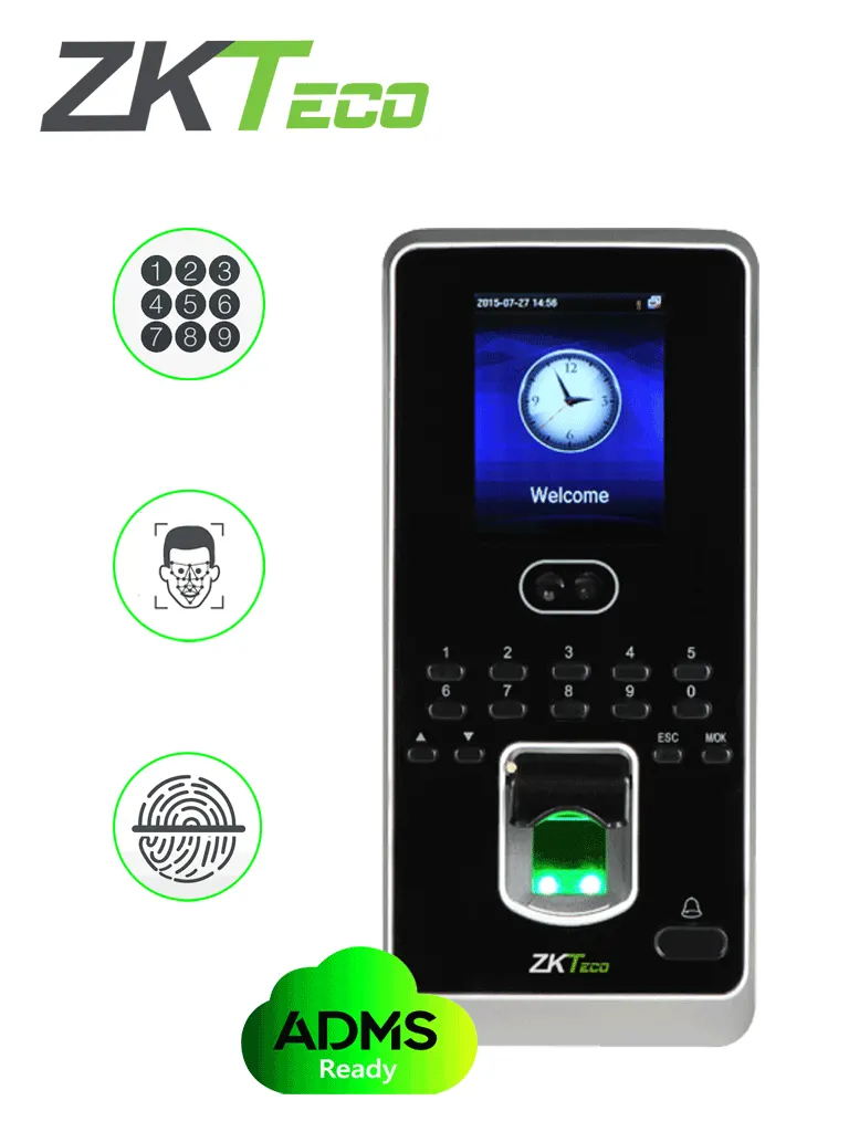 Terminal biométrica ZKTeco MultiBio 800/ADMS para acceso y asistencia