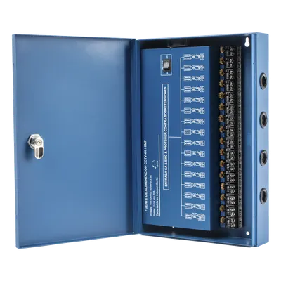 Fuente de Poder Profesional HEAVY DUTY @ 20 Amperes / Compatible con cámaras 4K / 16 Canales / Hasta 1.25A por Salida / Ajuste Independiente de 11 a 15 Vcc por Salida / Protección Contra Sobrecargas / Filtro de Ruido Especial para Cám
