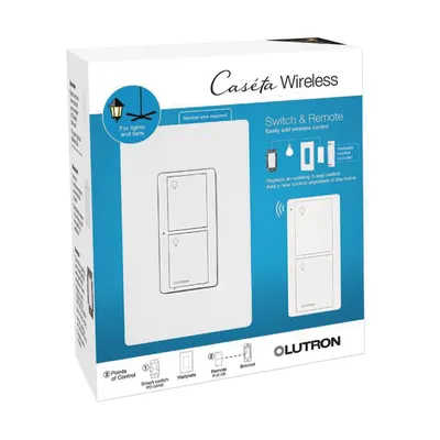Kit de interruptor inalámbrico Lutron Caseta PPKG1WSWH con control Pico