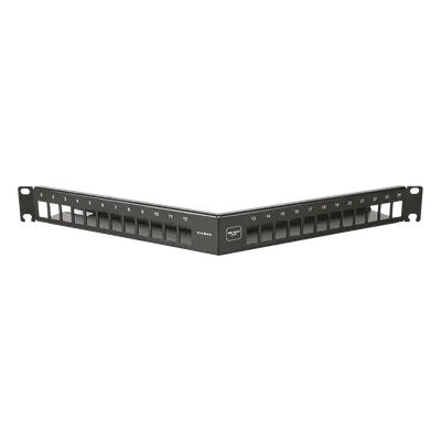 Patch Panel Angulado 10G MAX UTP / 24 Puertos Vacíos / 1U Rack 19" / Compatible Z-MAX® y UltraMAX™ / Color Negro / Administrador de Cable Integrado
