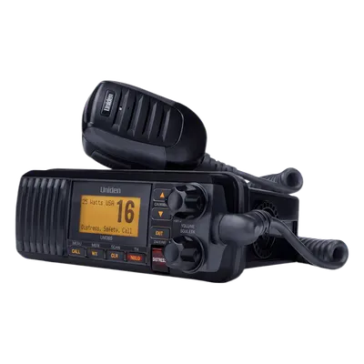 Radio móvil marina UNIDEN UM-385BK VHF de 25 W con GPS integrado