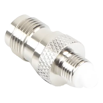 Adaptador RF / TNC Hembra a FME Hembra / Montaje en Línea / Cuerpo Bronce Niquelado / Contacto Oro / Aislante Teflón