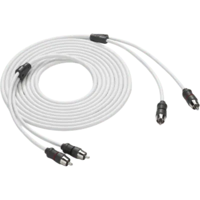 Cable de Interconexión de Audio Náutico / 2 Canales / Longitud 3.66 m (12 ft) / Conectores RCA Macho / Cobre OFC / Par Trenzado / Cubierta PVC / Uso Marino