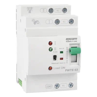 Interruptor de Transferencia Automática / 110 VCA / 63 A / Conmutación 20 ms / Doble Entrada / Protección Industrial