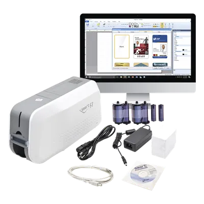 Kit de Impresora tarjetas PVC/ Puede Crecer a Laminador/ Doble Cara / Incluye: 2 x Ribbon a Color, 100 tarjetas PVC, Software, 1 Kit de Limpieza