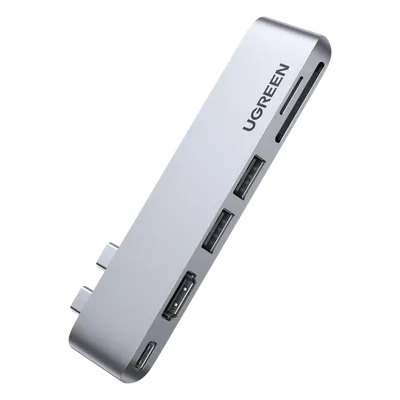 Hub USB-C 6 en 1 / 2xUSB-A 3.0 5Gbps / HDMI 4K@30Hz / PD 100W / SD+MicroSD / Aluminio / 0.36x0.10x0.03 pies