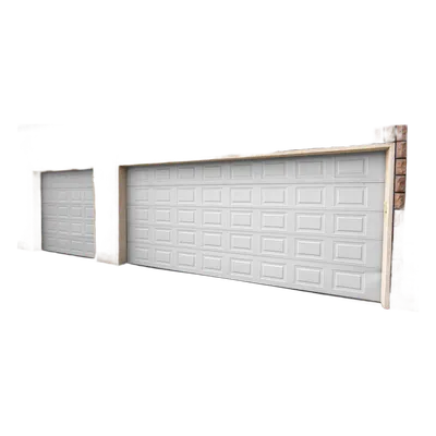 Puerta de Garage de alta calidad, Color blanco 14X8 pies,  AISLADA, Estilo Americana , CUADRO CORTO.