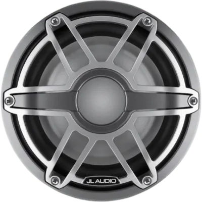 Subwoofer Náutico JL Audio M6 / 8" (20.3 cm) / Cono de Polipropileno Relleno de Mica / Impedancia 4 Ω / Potencia RMS 200 W / Sensibilidad 86.8 dB / Rejilla Deportiva de Titanio / Deflector Infinito o Caja Cerrada / Conexiones de Pala