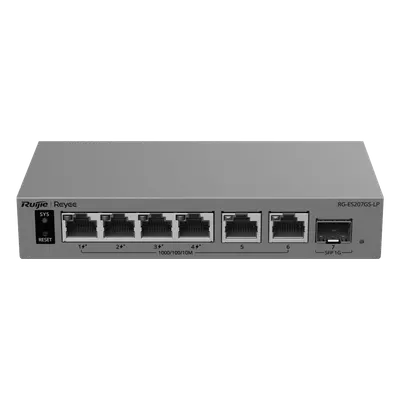 Switch PoE+ Gigabit RUIJIE RG-ES207GS-LP con gestión cloud y 7 puertos