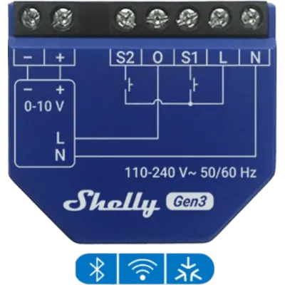 Controlador de Atenuación / 0-10V y 1-10V / Wi-Fi y Bluetooth / Relé 13 A / Monitoreo PM / 110-240 VAC
