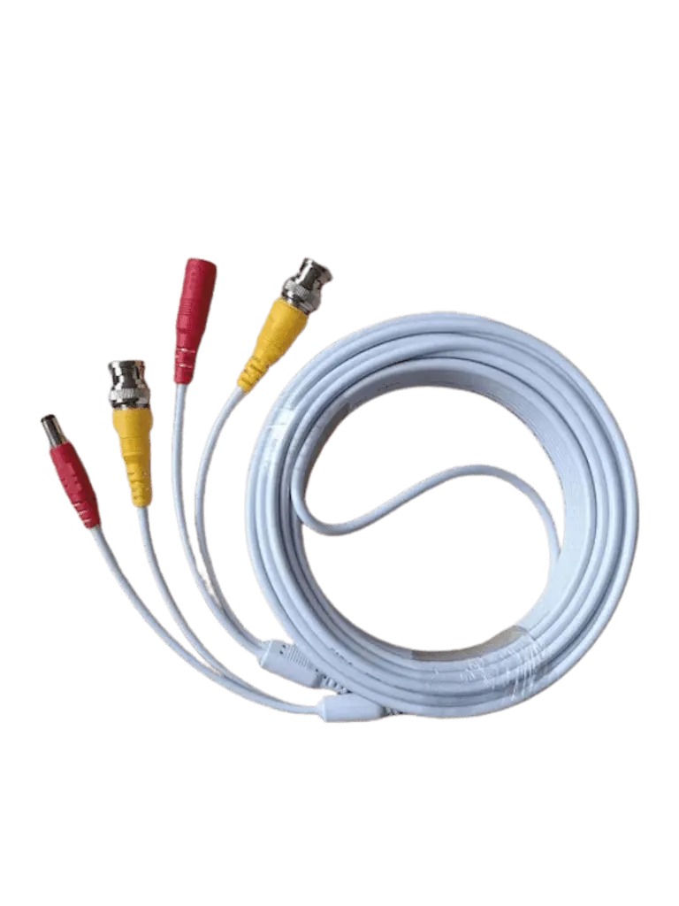 TCE LMG-BNC10W-Cable Coaxial Armado de 10 Metros para Video y Energía / Color Blanco / Soporta Cámaras HD / Conectores BNC y de Energía  /  Soporta: AHD/CVI/TVI/CVBS