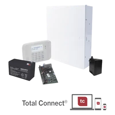 Panel de alarma VISTA-48LA / teclado alfanumérico con receptor RF / batería 12 V 9 Ah / transformador 16.5 Vca / gabinete