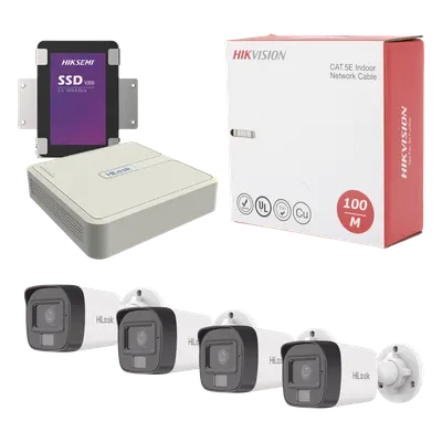 Kit de Videovigilancia IP / NVR 4 Canales PoE+ / 4 Cámaras 4 MP / Dual Light / Audio / Cable 100 m (328 ft) / HDD 1 TB
