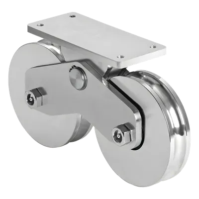 Rueda Doble para Puerta Corrediza / 12 cm / Carga 1200 kg / Canal U Semiredondo / Acero Galvanizado