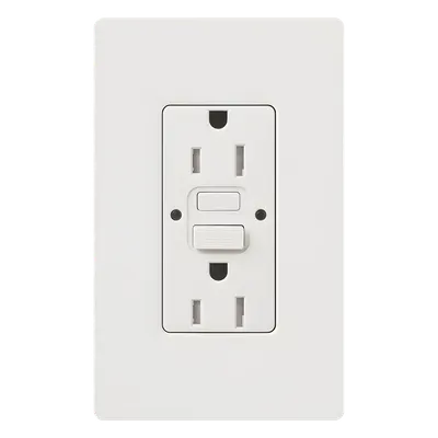 Tomacorriente dúplex GFCI Lutron CAR15GFSTWHS de 15 A y 125 V