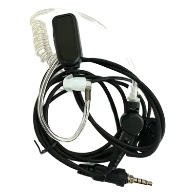 Micrófono Audífono de Solapa / Tubo Acústico Transparente / 2 Cables / Audio Bidireccional / Material Hipoalergénico