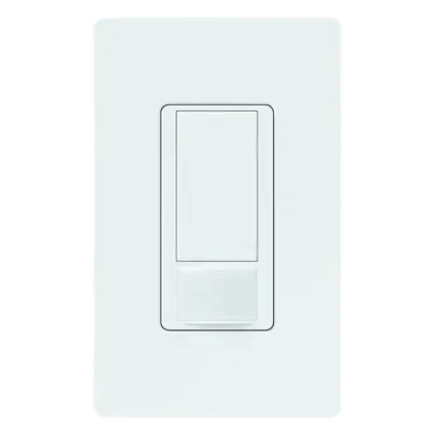 Apagador con sensor de ocupación PIR / 6 A iluminación 120-277 V~ / 3 A ventilador 120 V~ / XCT 180° / 81 m² / retardo 1-30 min / unipolar o 3 vías