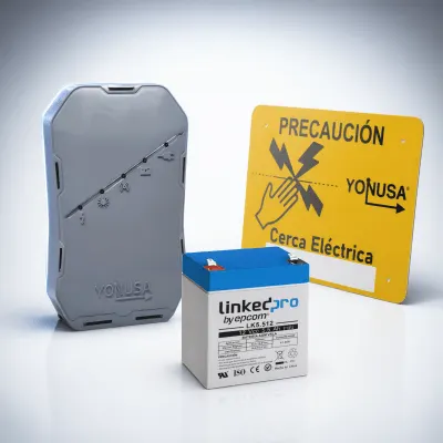 Energizador perimetral YONUSA SYSNGHS-KIT con respaldo de batería