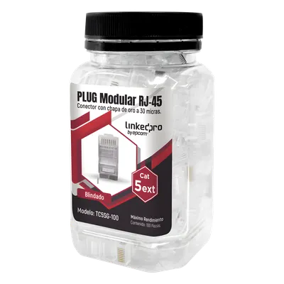 Plug modular RJ45 Cat5e blindado LINKEDPRO TC5SG-100, 100 piezas