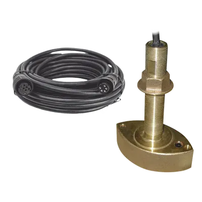 Kit Transductor Thru-Hull / Dual 50/200 kHz / 600 W / Temperatura / Bronce / Cable 8 m (26.2 ft) / Conector 10 Pin