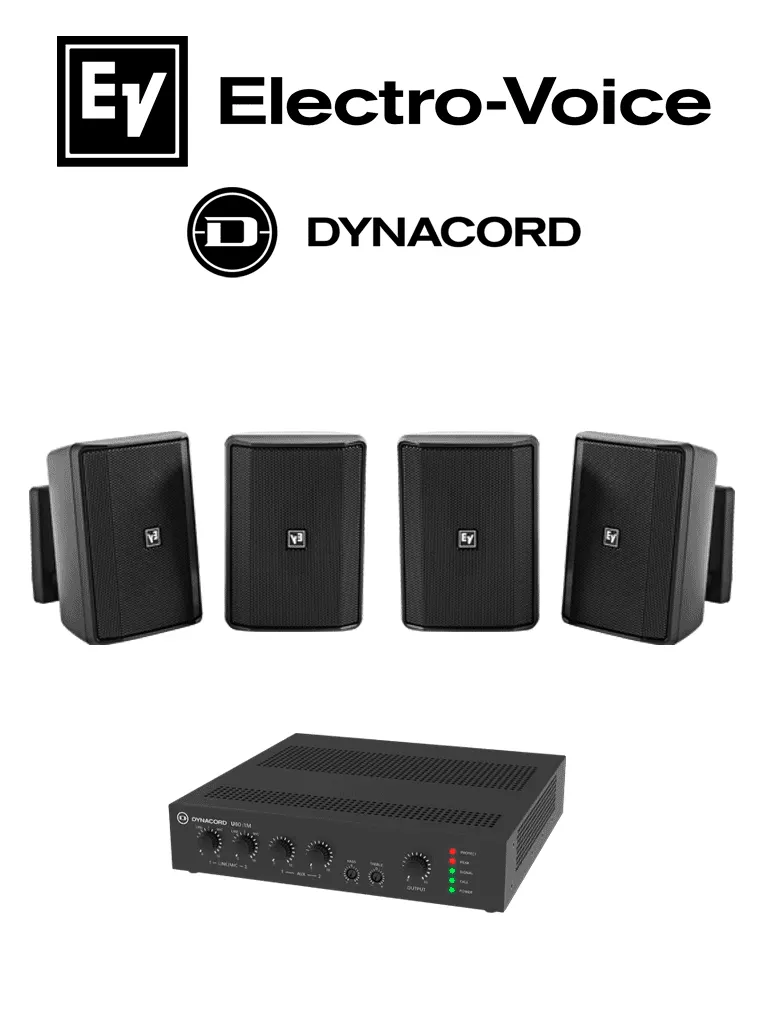 ElectroVoice M_KITU602EVIDS - Kit de Audio / Amplificador Mixer 60W / 4 Altavoces EVID-S 15W Negras