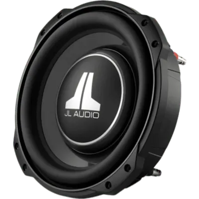 Subwoofer para Coche de Línea Fina / 10" (25.4 cm) / Dual 8 Ω / 400 W RMS / Cono de Polipropileno Relleno de Minerales / Terminal con Botones / Profundidad de Montaje 83 mm (3.25 in) / Xmax 15.2 mm (0.6 in)