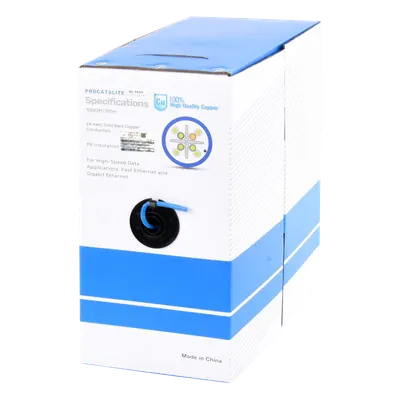 Bobina de Cable Cat6 / 305 m (1000 ft) / 24 AWG / CM / 250 MHz / UTP / Azul