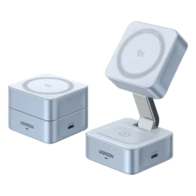 Cargador Inalámbrico Magnético / Qi2 Certificado 25W / Doble Carga + USB-C 5W / Plegable / 16 Imanes 7N / Enfriamiento Inteligente