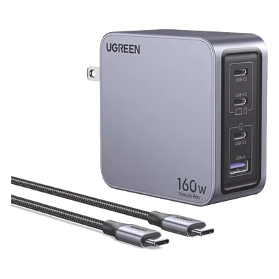 Cargador Rápido GaN / 160W Total / 4 Puertos / PD3.1 140W / PPS / UFCS / QC5 / PC 94-V0