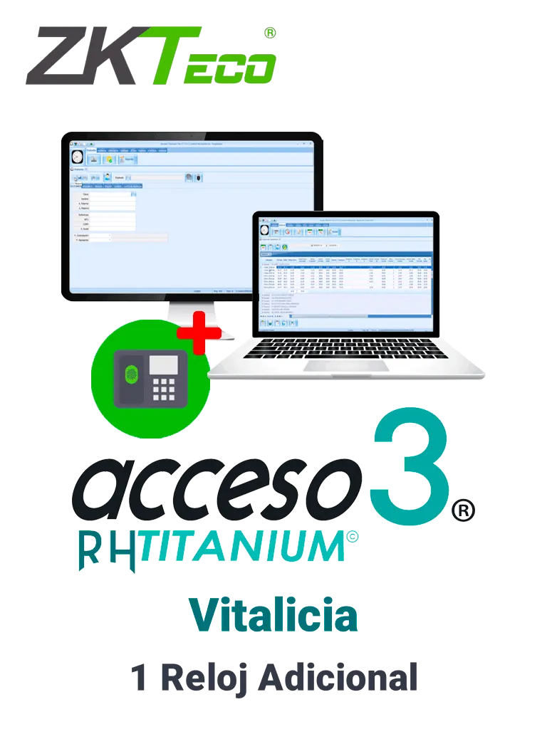 ZKACCESO TITANIUMTADD - Licencia para 1 reloj checador adicional / Vitalicia